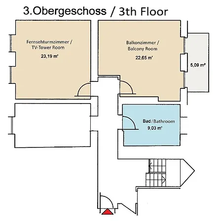 Privatunterkunft 1A-LAGE, Blick - 2 großzügige Zimmer mit Balkon&Bad auf eigener Etage -- SUPER CENTRAL, view - 2 big rooms with balcony&bathroom *
